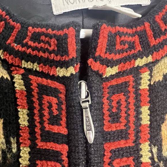 Vintage Nomadic Traders Womens Sz M Floral Zip Up Cardigan Lambs Wool Blend - Picture 7 of 13